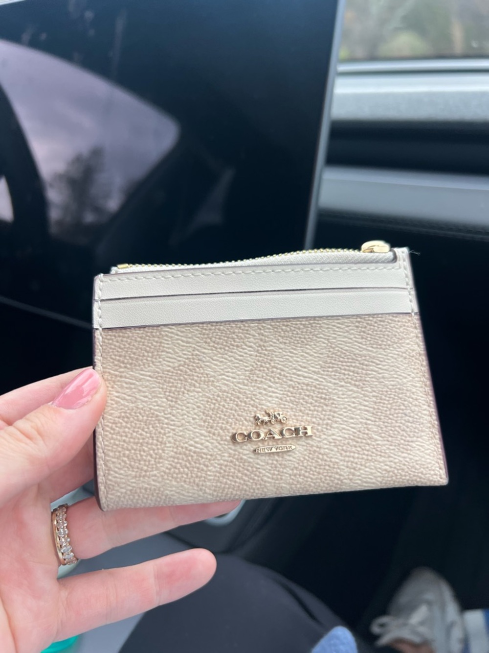 Coach Pale Gold and Cream Leather Card Case